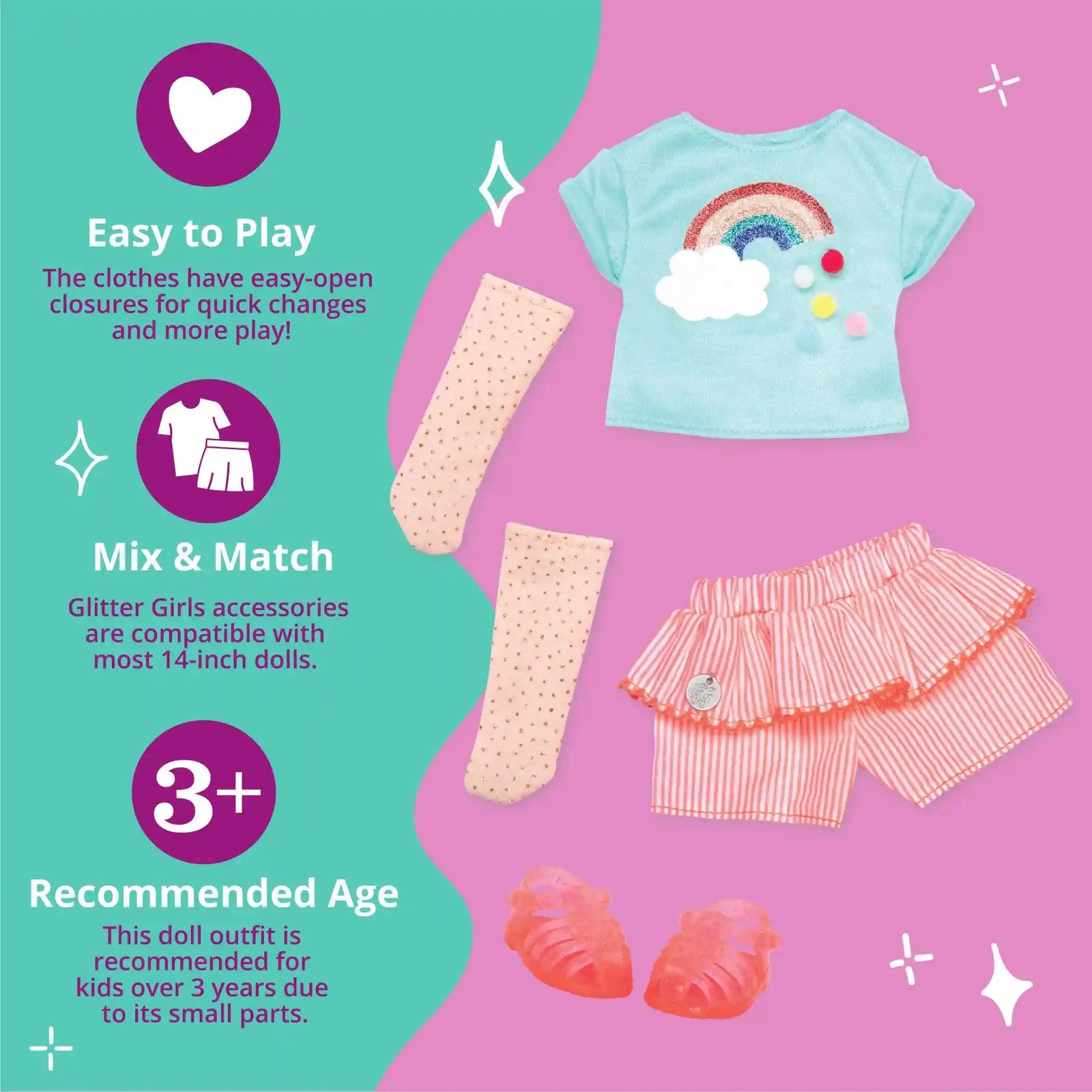 Glitter Girls by Battat - Colorful as a Rainbow Summer Outfit -14-inch Doll Clothes– Toys, Clothes and Accessories for Girls - Safqqa Egypt