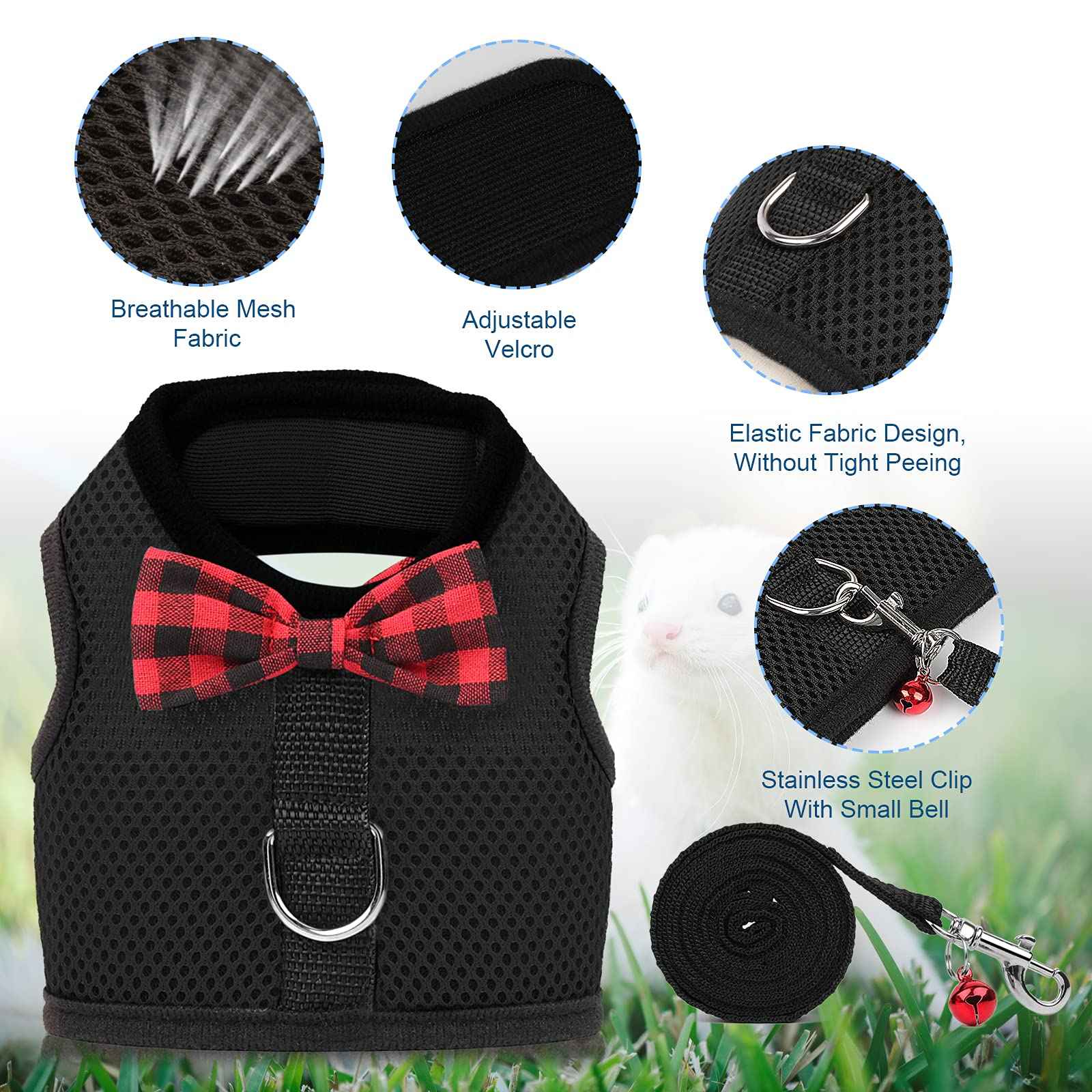 RYPET Torimfe Soft Mesh Small Animal Harness, Black - Safqqa Egypt