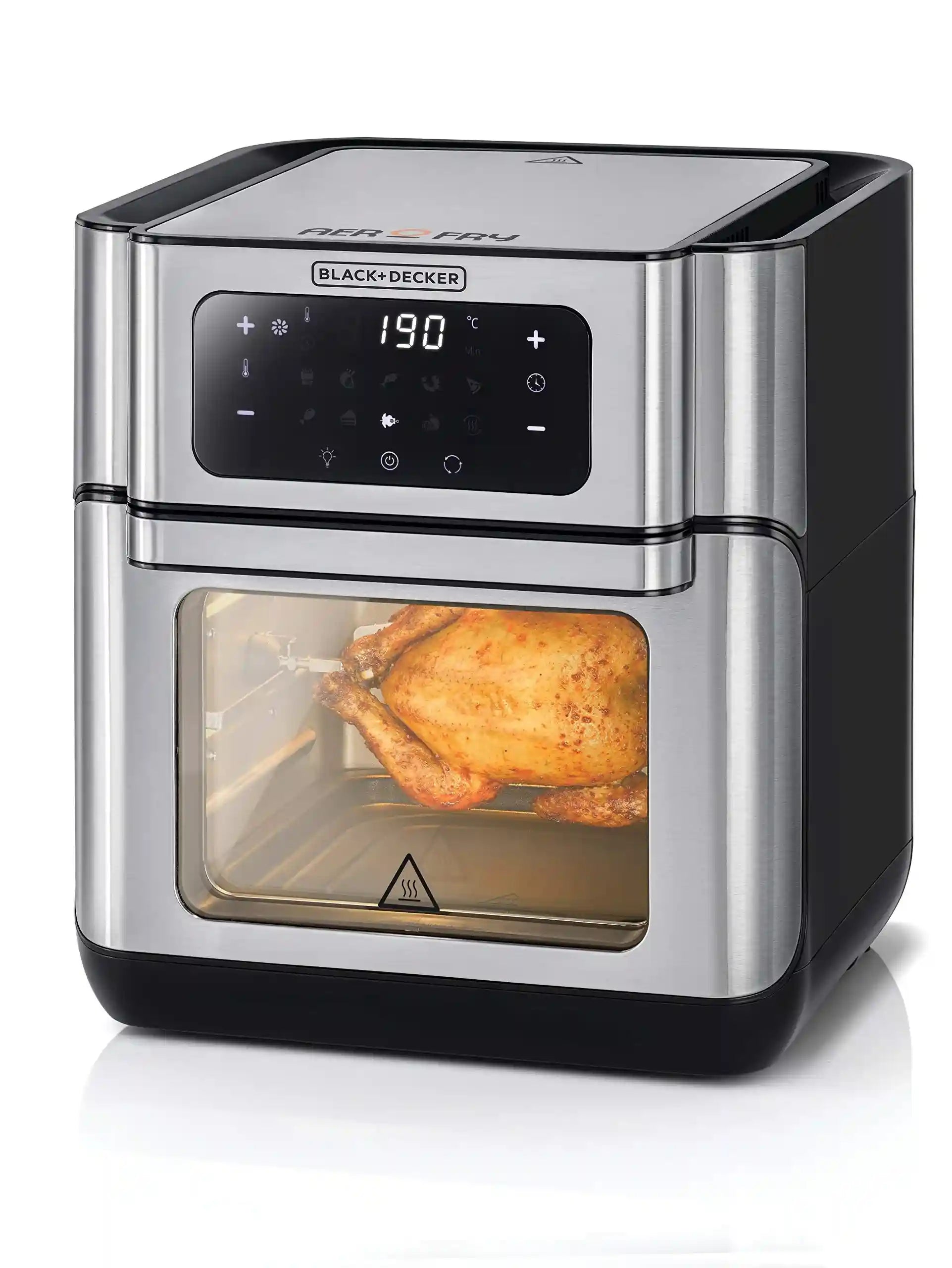 Black+Decker Digital Air Fryer Oven Digital Temperature Control 10 Preset Programs 12L Silver - 220V Supply Voltage and 50Hz - Have Scratches - Safqqa Egypt