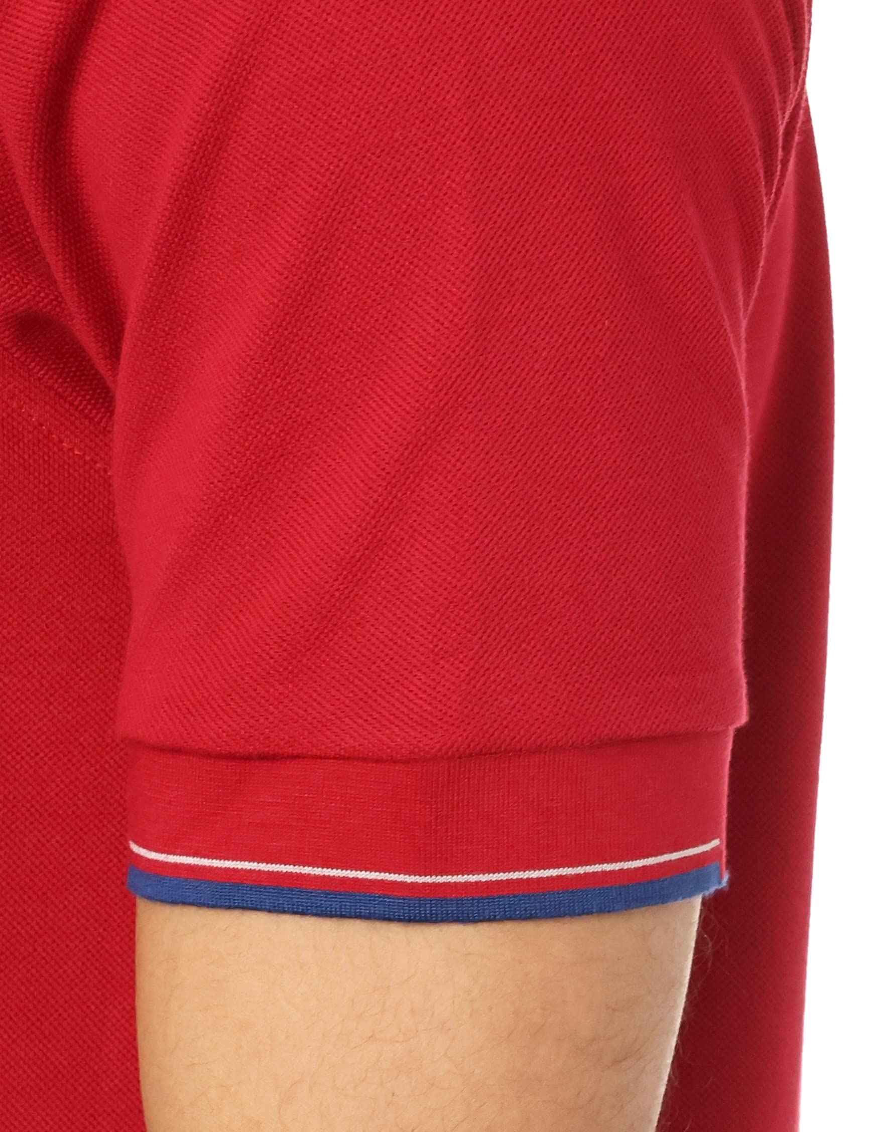 Bardis Embroidered Logo Two-Tone Trims Cotton Polo Shirt for Men - Dark Red, M - Safqqa Egypt