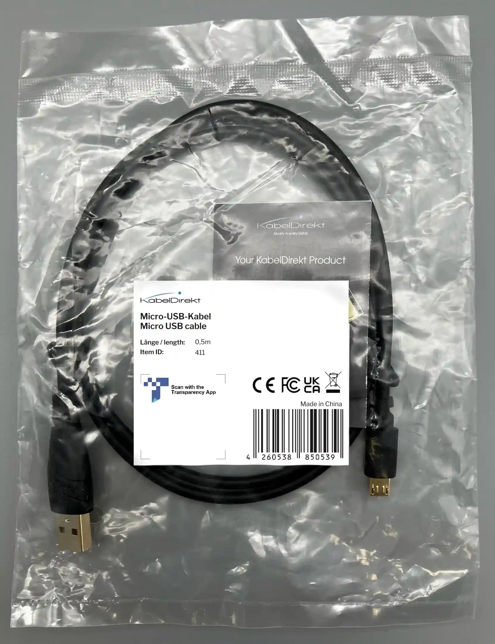 KabelDirekt – Micro USB Cable – 0.5m (USB 2.0 Charging Cable and Data Cable, Black) – TOP Series - Safqqa Egypt