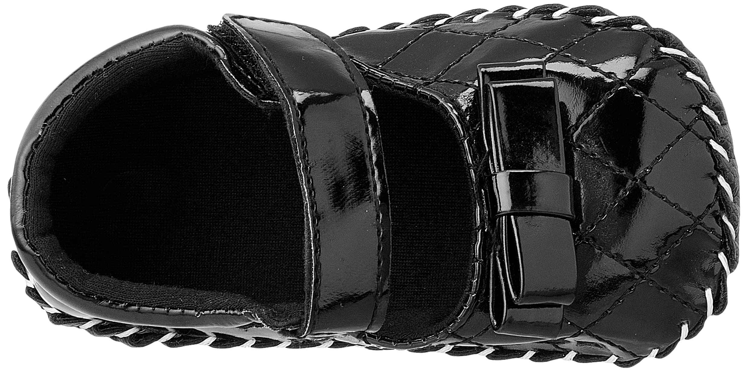 Mix & Max Quilted Patent Faux Leather Velcro-Strap Bow-Detail Shoes for Girls - Black, 12 - 18 Months - Safqqa Egypt