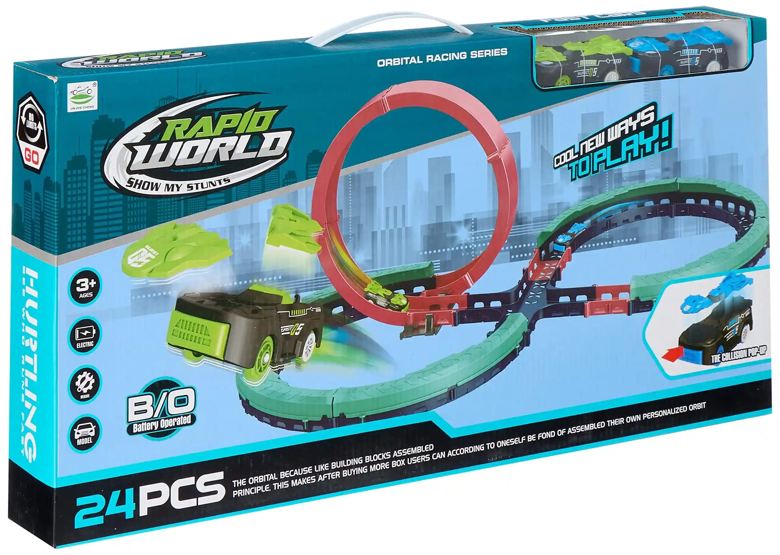 Jiazhecheng Electric Collision Blasting Rail Car – 24-Piece Pop-Up Track Toy Set for Boys & Girls – Fun Educational Gift for Birthdays & Christmas - Safqqa Egypt