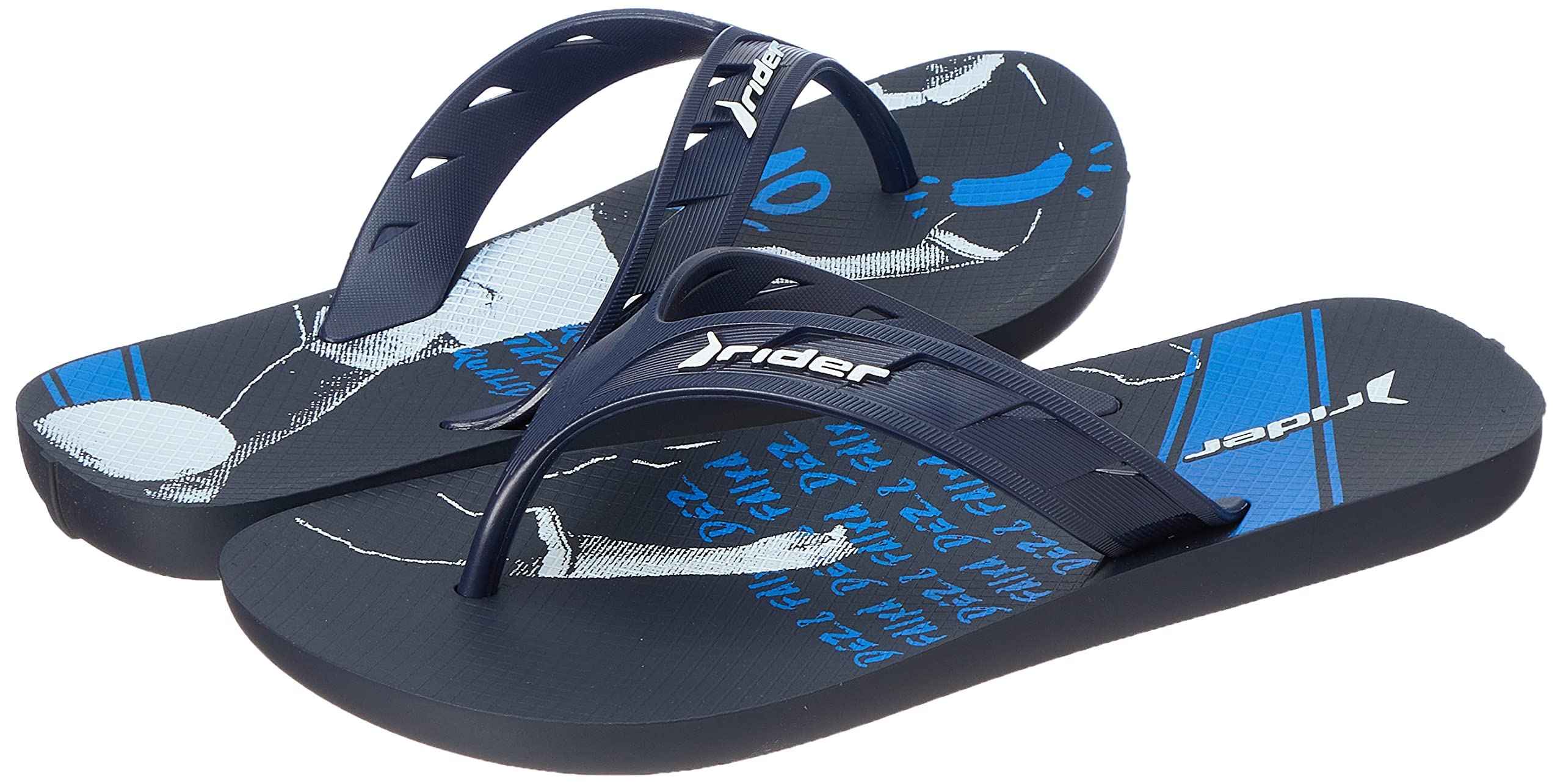 Rider Rubber Flip-Flop with Soft Padding - Black/Blue/White - Safqqa Egypt