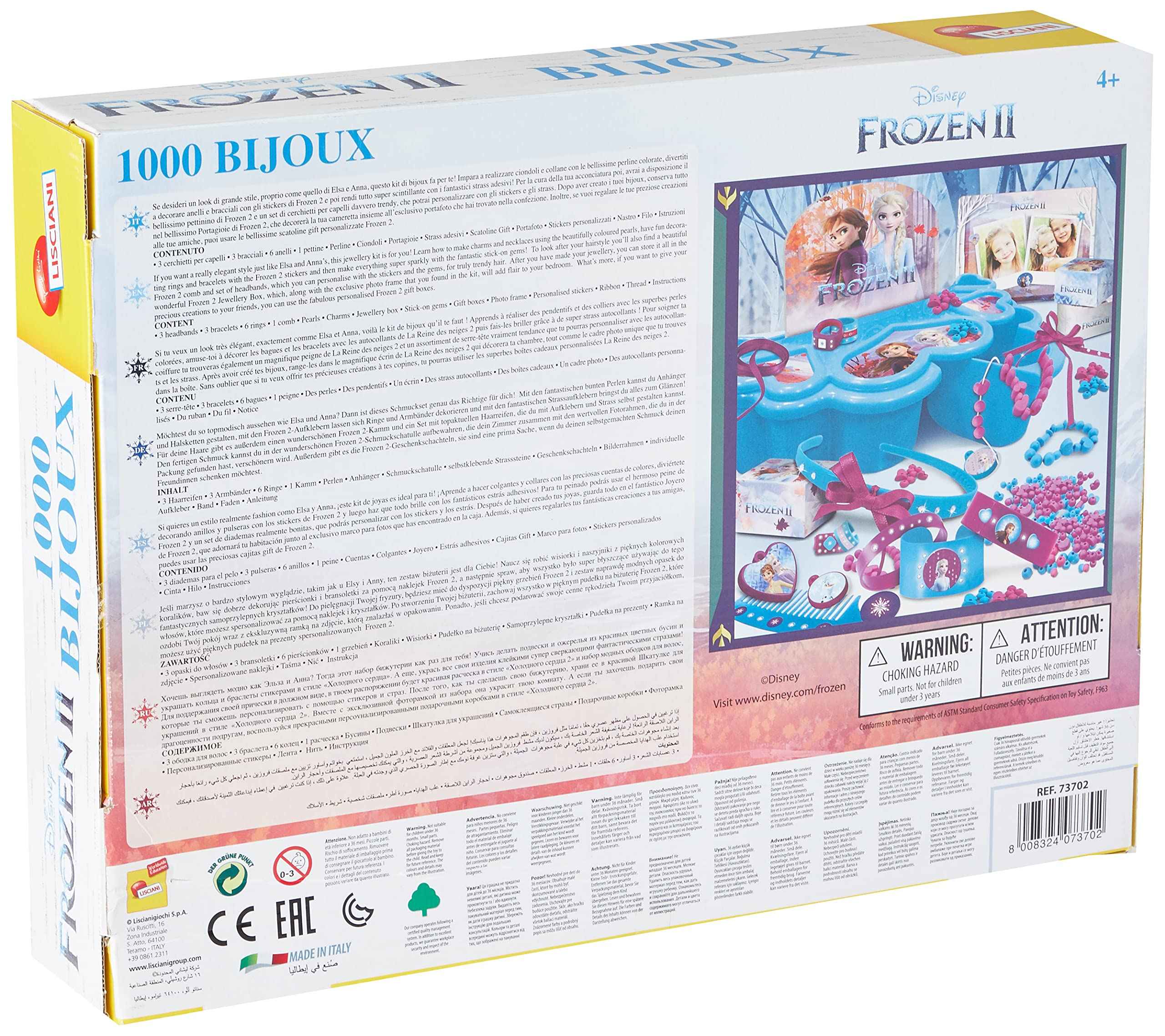 Lisciani Disney Frozen Accessory Design Kit for Girls – Creative Jewelry Making Set - Safqqa Egypt