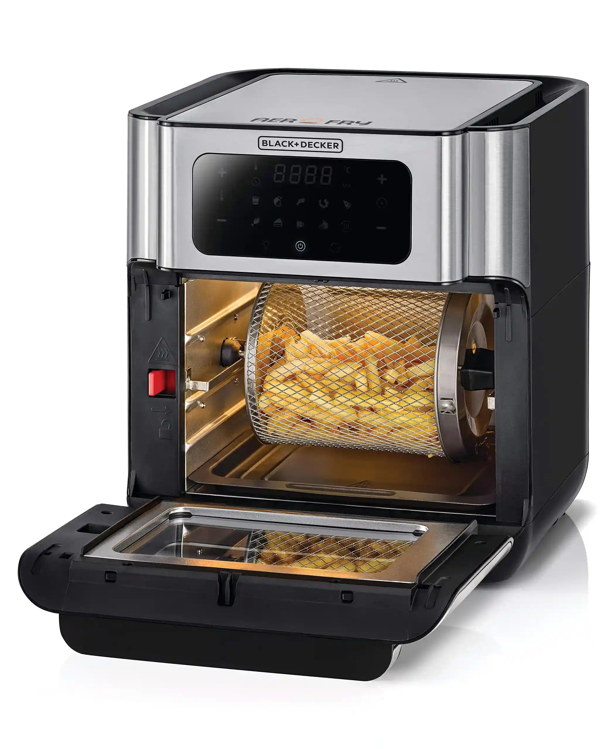 Black+Decker Digital Air Fryer Oven Digital Temperature Control 10 Preset Programs 12L Silver - 220V Supply Voltage and 50Hz - Have Scratches - Safqqa Egypt