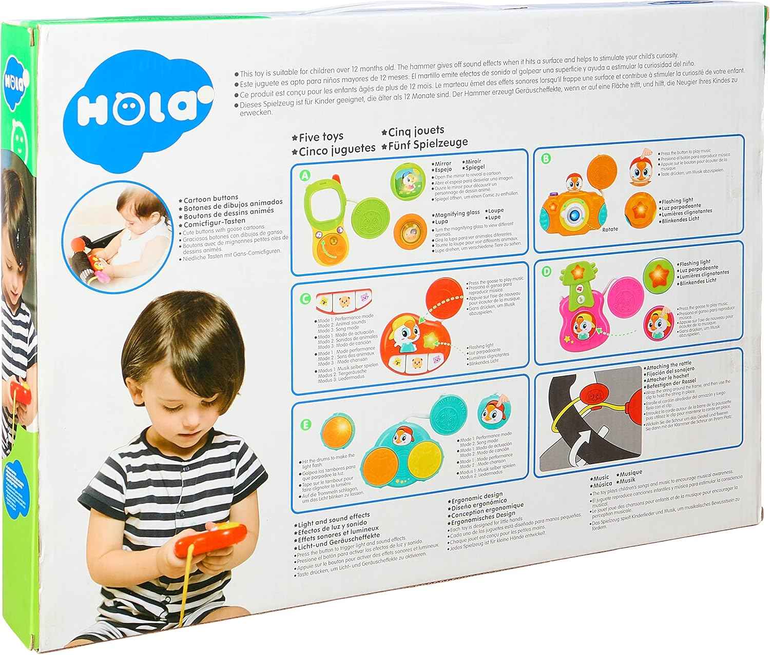 Hola Stroller Musical Toys for Kids, 5 Pieces - Multi Color - Safqqa Egypt