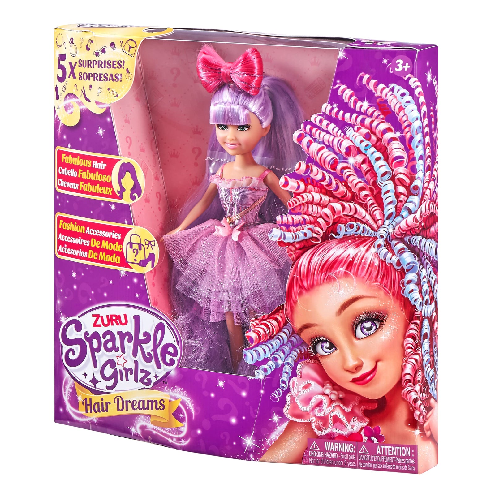 دمية سبـاركل غيرلز حلم الشعر تمنح الأطفال تجربة مليئة بالخيال والإبداع! تأتي بطول 10.5 بوصة وتتميز بشعر طويل وملون يمكن تمشيطه وتصفيفه بعدة طرق ممتعة.