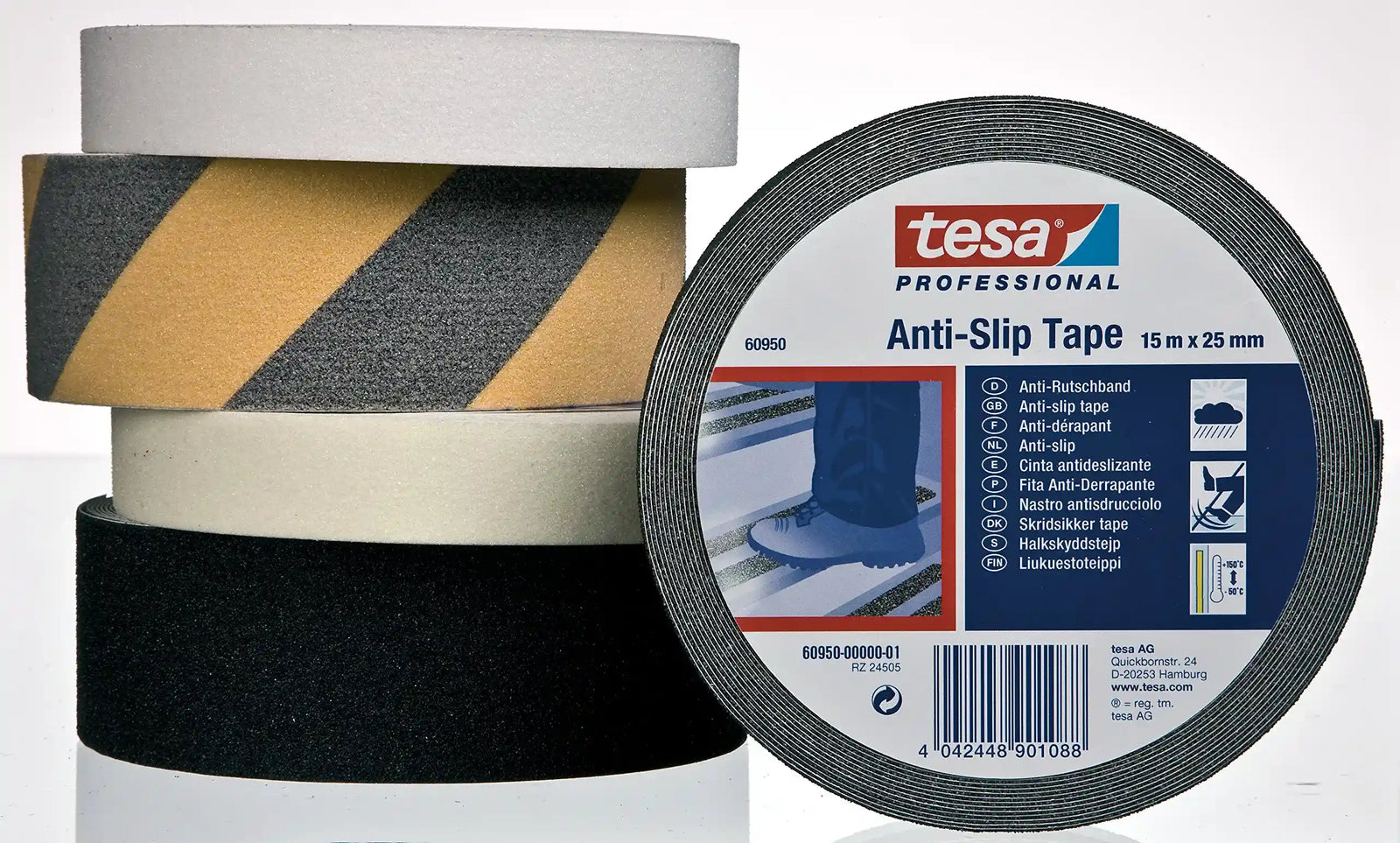 tesa 60951 Hazard Warning Black and Yellow Anti Slip Tape, 50 mm x 15 m - Safqqa Egypt
