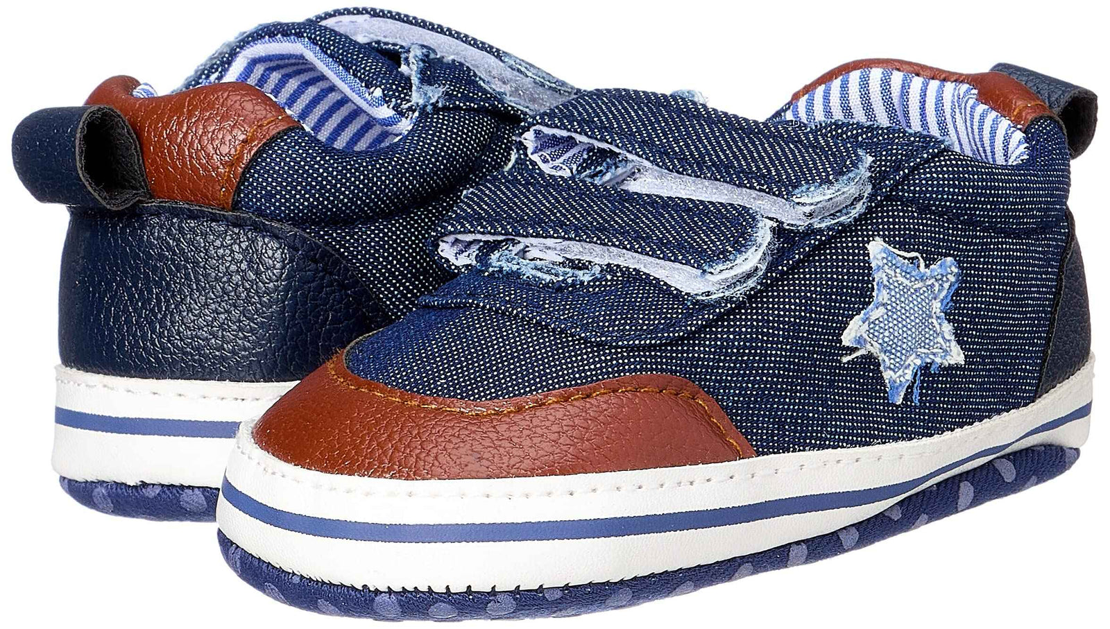 Mix and Max Pull-Tab Star-Patch Low-Top Velcro-Strap Shoes for Boys - Safqqa Egypt