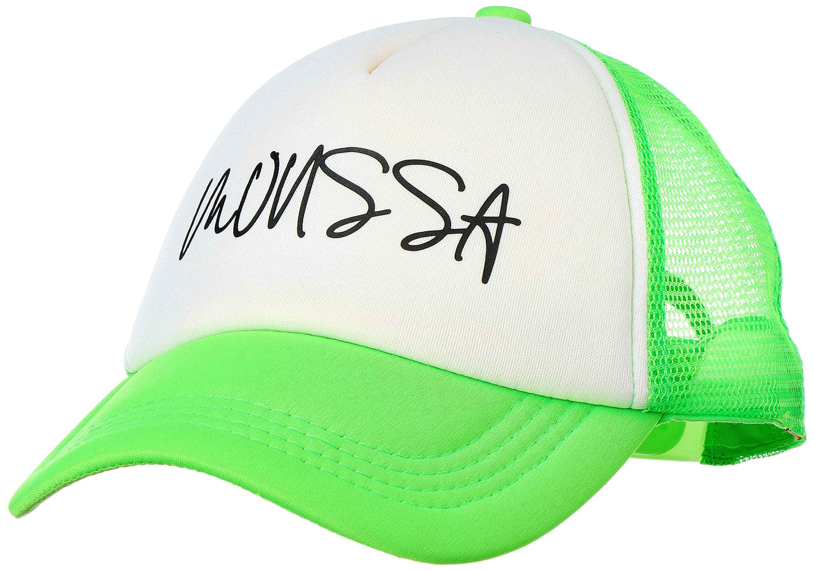 Cotton with polyester foldable sun protection cap with moussa name for unisex - green white- one size- FittedCotton with polyester foldable sun protection cap with moussa name for unisex - green white- one size- Fitted - Safqqa Egypt