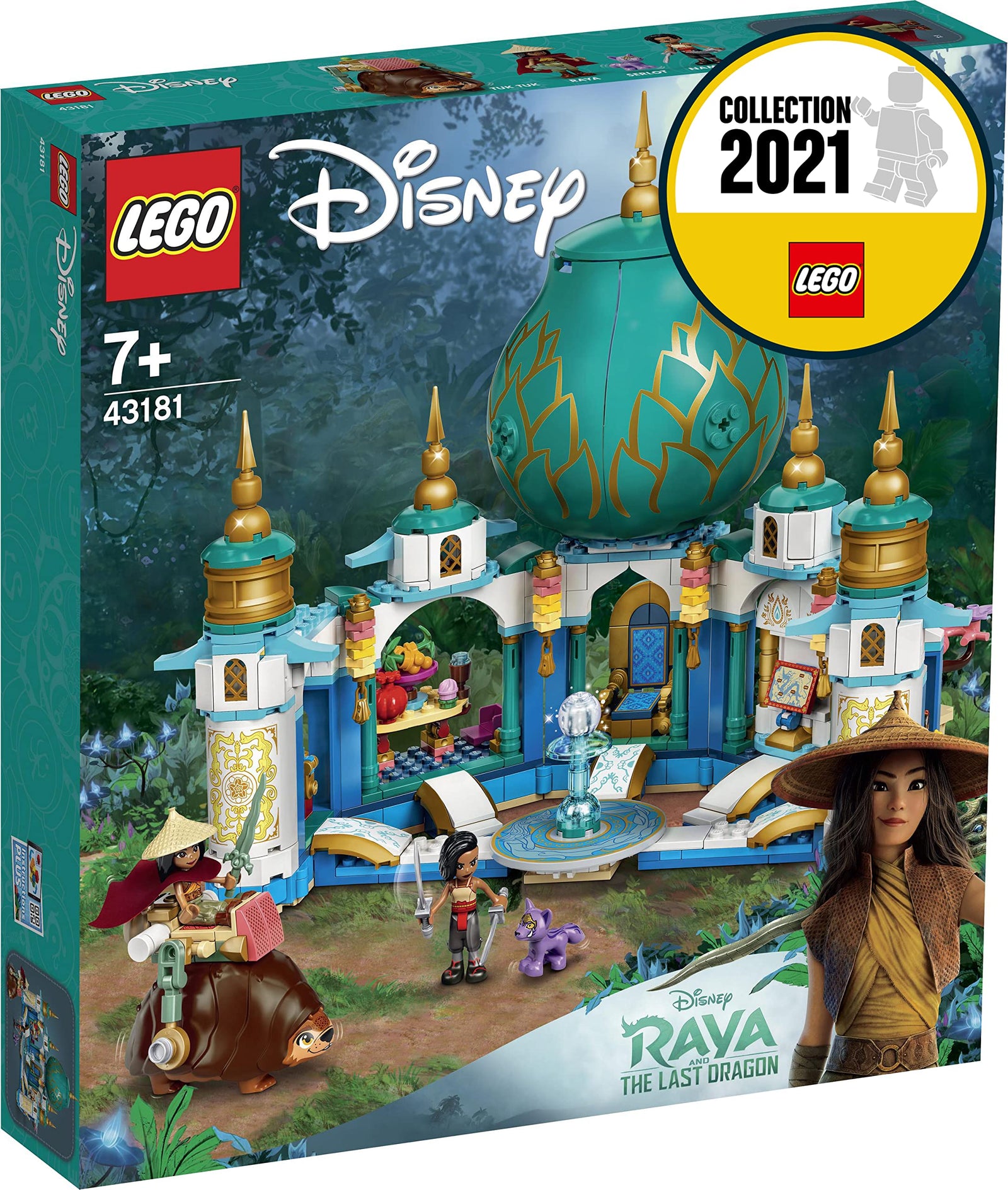 مجموعة قصر القلب من ديزني برينسس رايا من ليغو (43181) المستوحاة من فيلم رايا والتنين الأخير. تحتوي المجموعة على شخصيات رايا وناماري مع توك توك وسيرلوت، بالإضافة إلى قصر مكوّن من طابقين يضم قاعة العرش وغرفة سرية لعيش مغامرات ممتعة ومليئة بالإبداع.