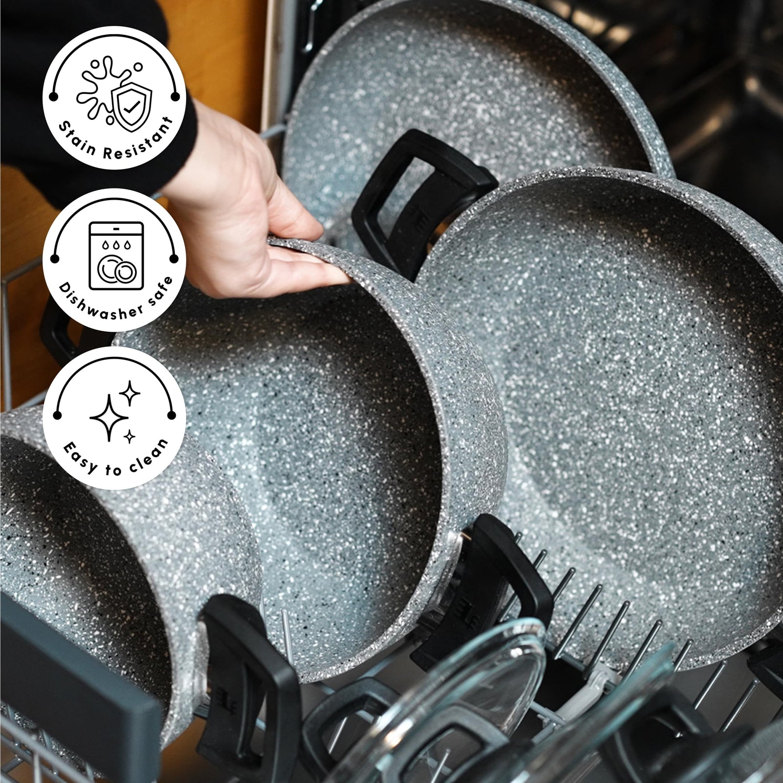 طقم أواني طهي كاراجا جريس بيوغرانيت 7 قطع بطبقة غير لاصقة