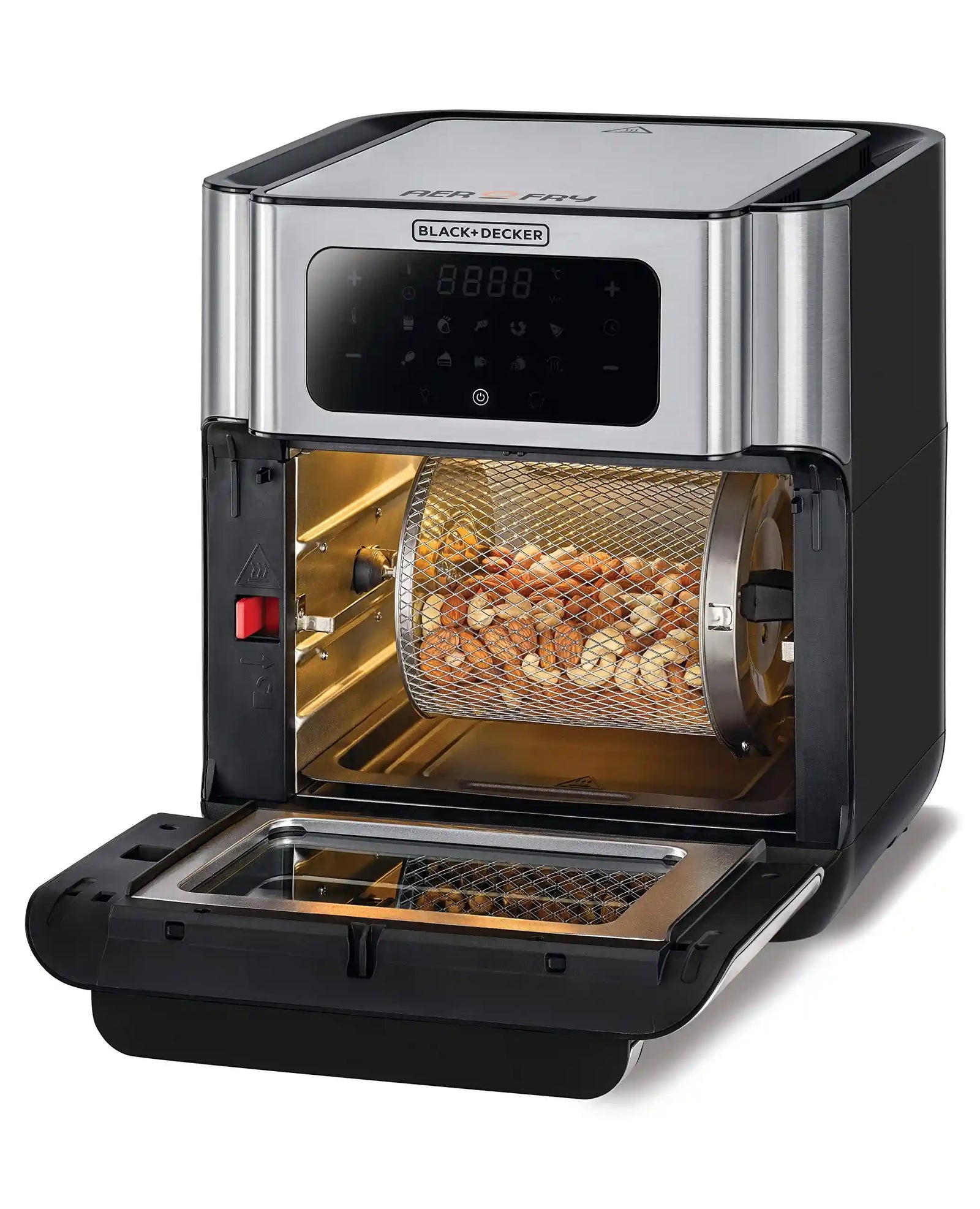 Black+Decker Digital Air Fryer Oven Digital Temperature Control 10 Preset Programs 12L Silver - 220V Supply Voltage and 50Hz - Have Scratches - Safqqa Egypt
