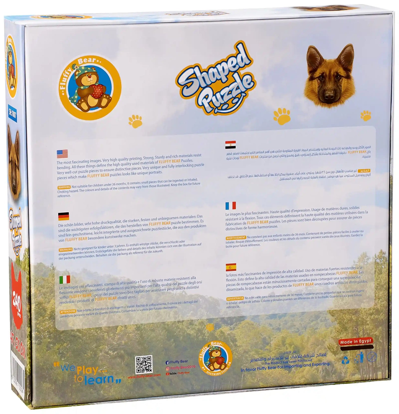 Fluffy Bear SH-7007 German Shepherd Shaped Puzzle - 240 Pieces - Safqqa Egypt
