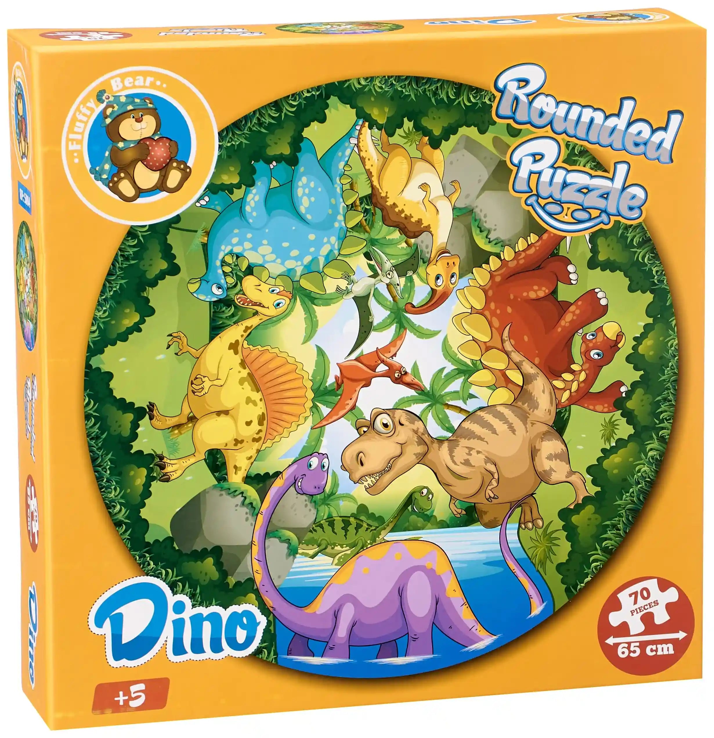 Fluffy Bear RP-5004 Dinosaur Shaped Round Puzzle - 70 Pieces - Safqqa Egypt