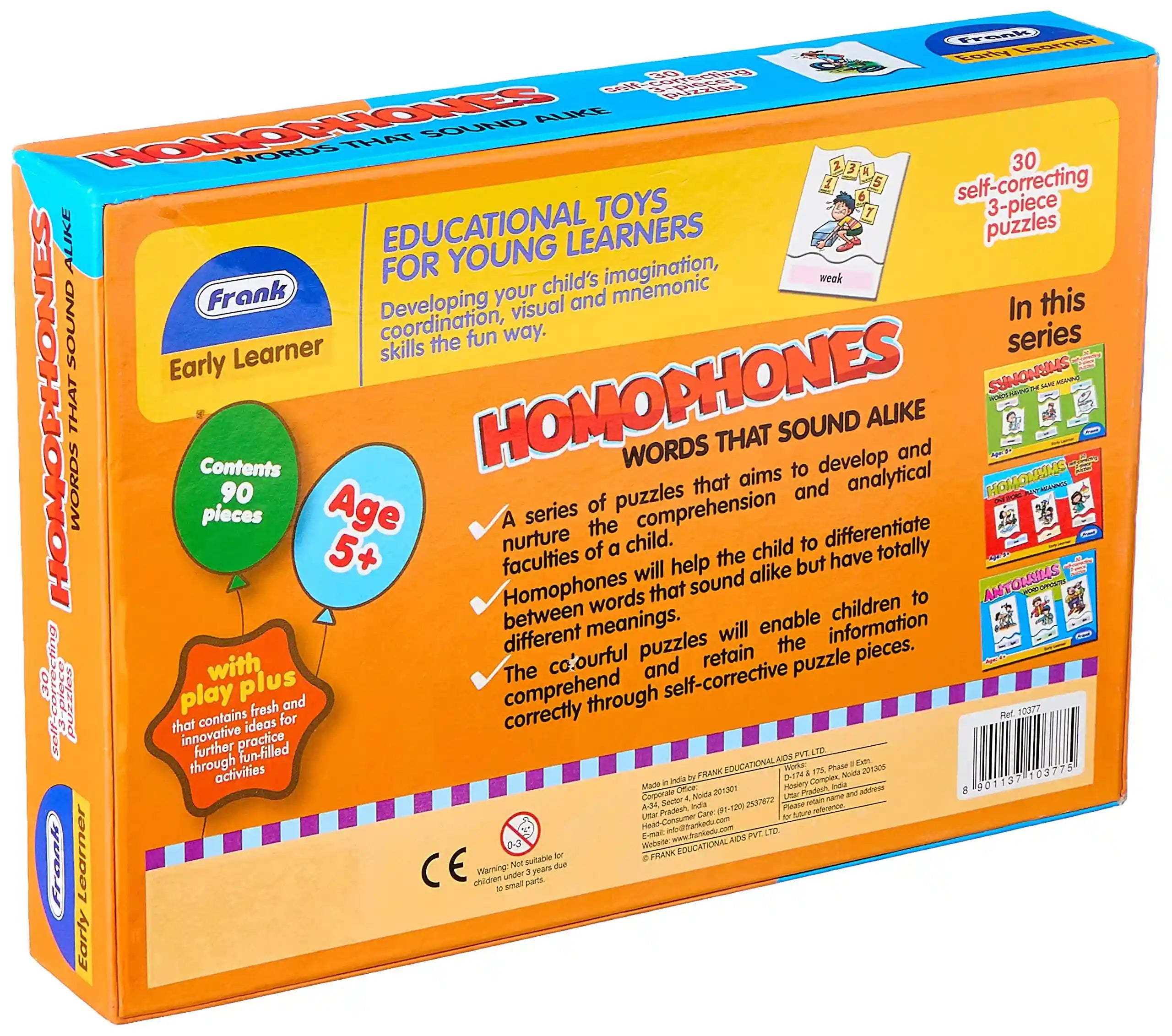 Homophones Words That Sound Alike 30 self correcting3 pcs Puzzel +5y - Safqqa Egypt