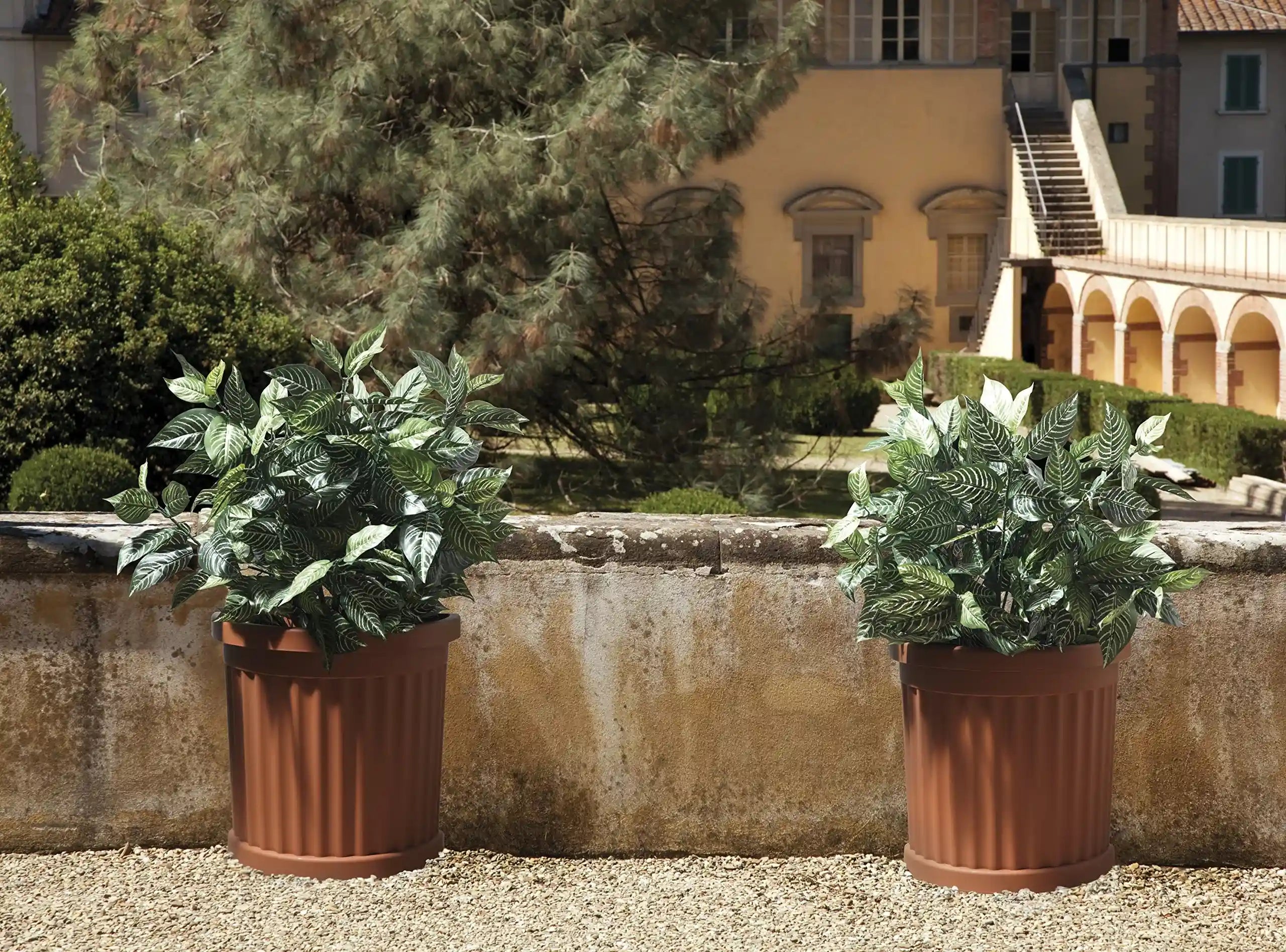 Bama Roma Pot With Self Waterer Saucer 52 Cm 30900 Red Brown, Made In Italy - Safqqa Egypt