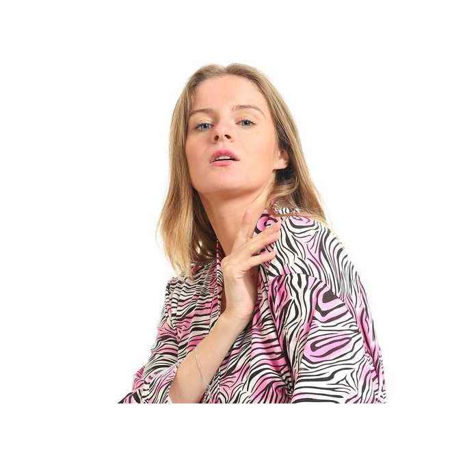 Kady Women Spaghetti Strap Zebra Print Short Nightgown with Robe - Safqqa Egypt