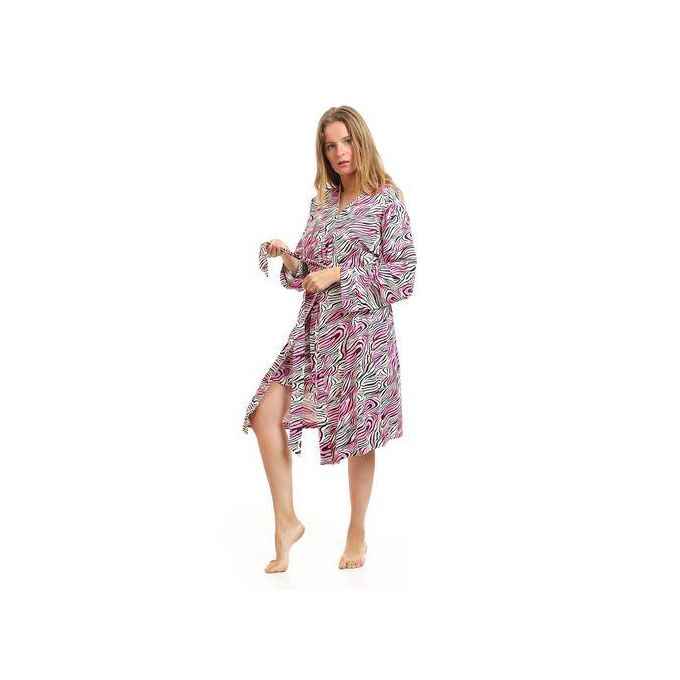 Kady Women Spaghetti Strap Zebra Print Short Nightgown with Robe - Safqqa Egypt