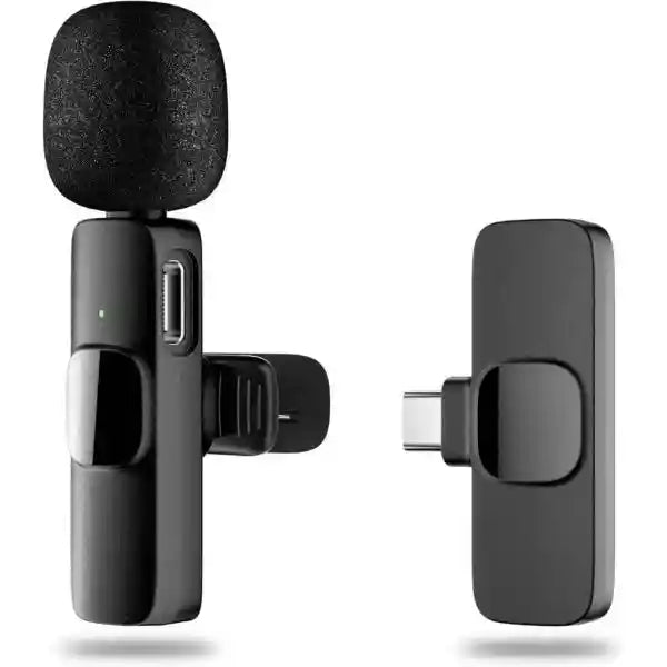 keendex KX 3177 Wireless Microphone Lavalier Type-C for Android Mini Mic with Clip Plug-Play Auto Sync Noise-Cancelling Mic- Black - Safqqa Egypt