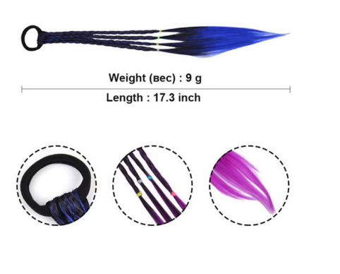 طقم شعر مستعار قوس قزح للأميرات – 4 قطع