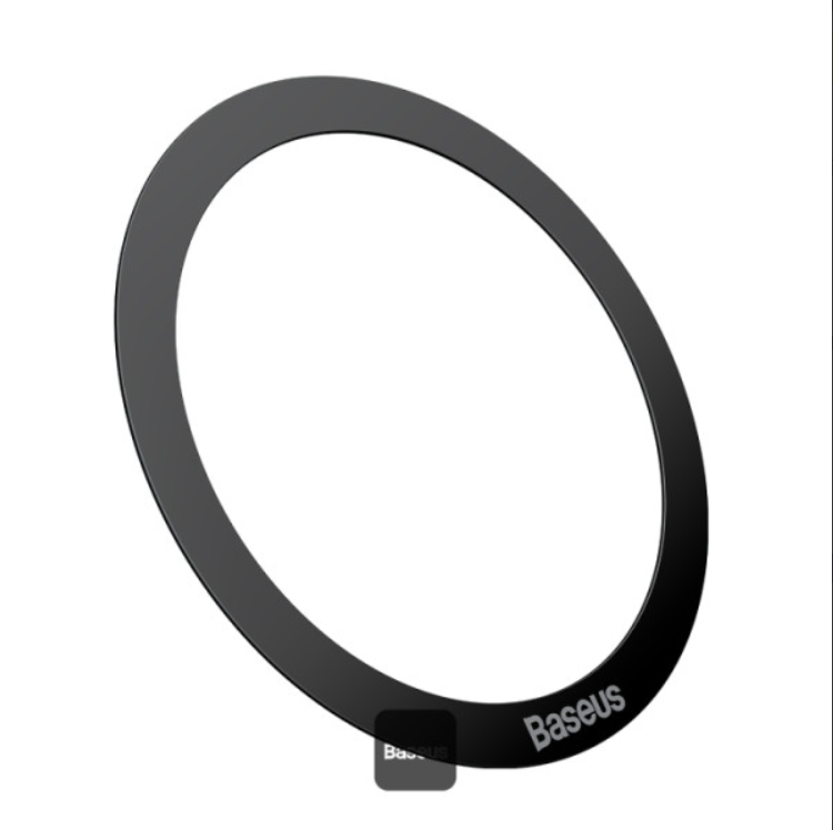 ملصق حلقة معدنية مغناطيسية من سلسلة Baseus Halo | لوحة حامل هاتف رفيعة للغاية 2 قطعة - أسود