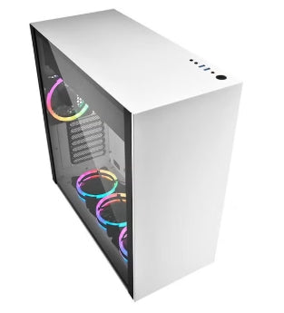 كيس الكمبيوتر شاركّون بيور ستيل RGB بتصميم ميد تاور ATX يجمع بين القوة والأناقة، مصنوع من الفولاذ المتين بلون أبيض أنيق مزوّد بإضاءة RGB قابلة للتخصيص تمنح الجهاز مظهراً عصرياً مميزاً.