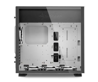 كيس الكمبيوتر شاركّون بيور ستيل RGB بتصميم ميد تاور ATX يجمع بين القوة والأناقة، مصنوع من الفولاذ المتين بلون أبيض أنيق مزوّد بإضاءة RGB قابلة للتخصيص تمنح الجهاز مظهراً عصرياً مميزاً.