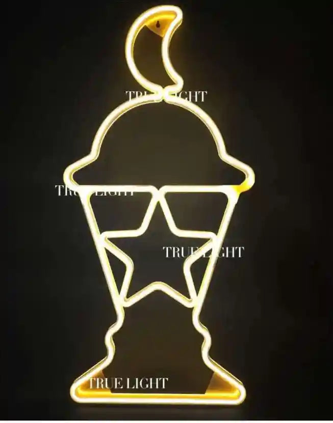 Ramadan illuminated figurines assortment, LED lantern, white plastic with wire, light bulb with plug - Safqqa Egypt