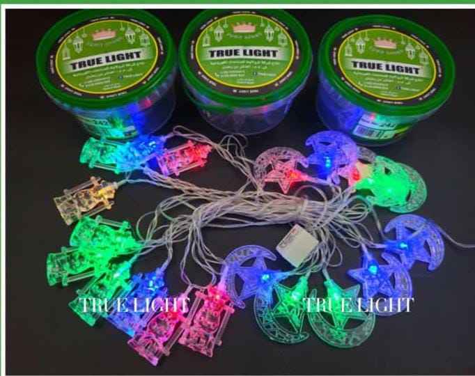 Multicolor Ramadan Moon & Star LED String Lights – Festive Decor for Eid, Home & Garden - Safqqa Egypt