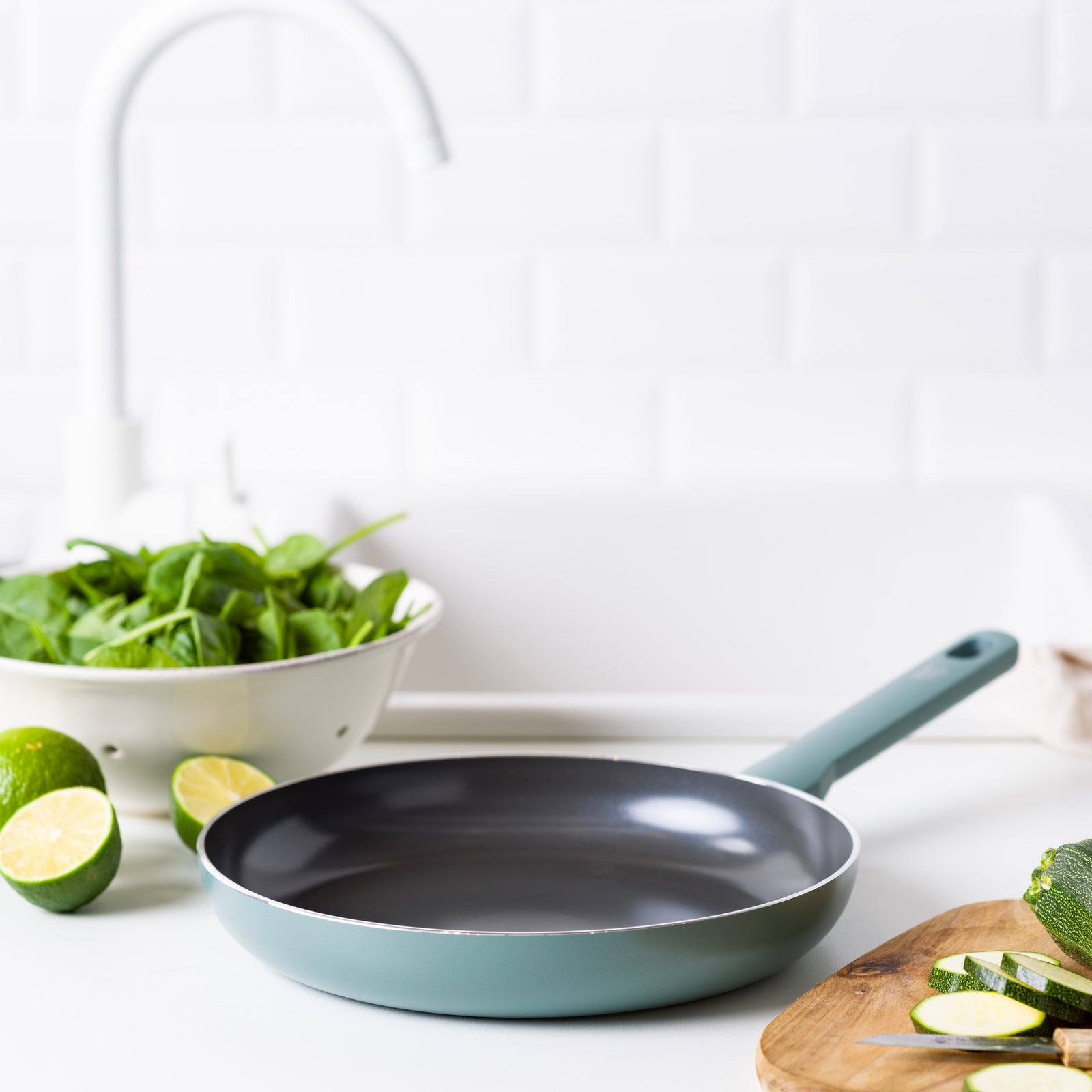 GreenChef Frying Pan Tones Smokey Blue - Ceramic Non-Stick - Safqqa Egypt