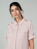 Textured Shirt with Spread Collar and Short Sleeves - Safqqa Egypt