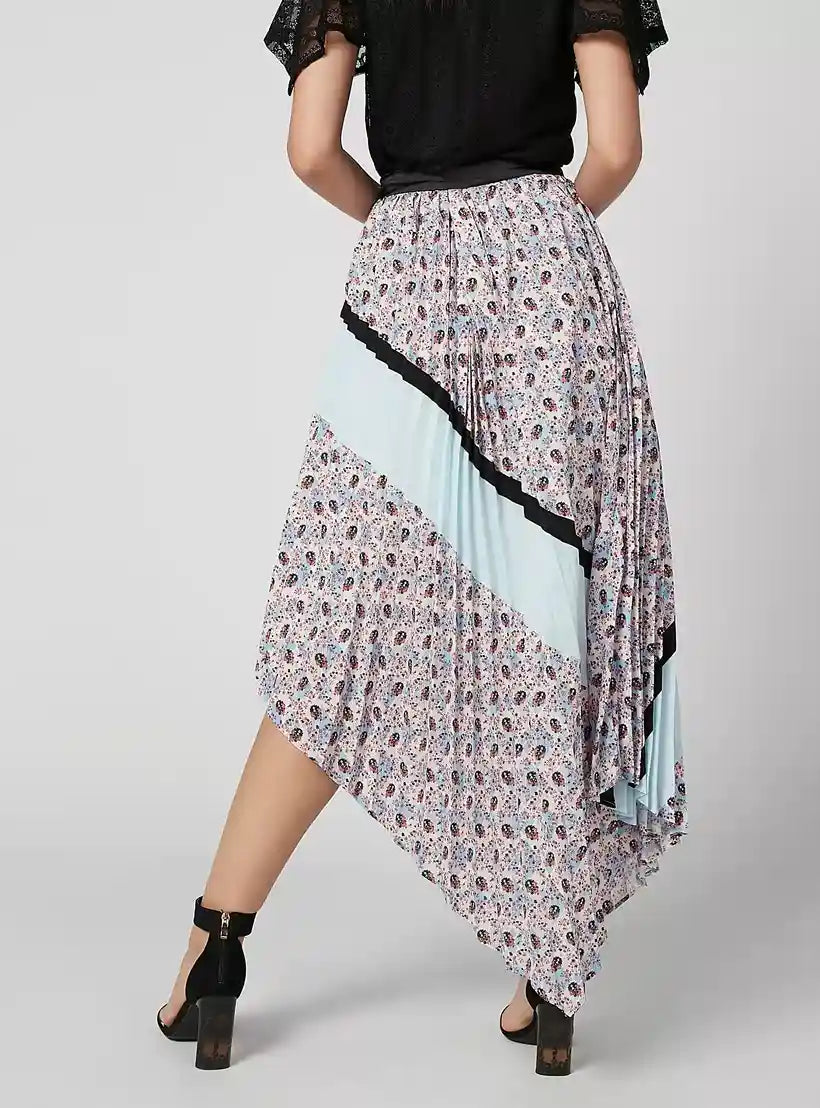 ELLE Printed Skirt with Asymmetric Hem and Elasticised Waistband - Safqqa Egypt