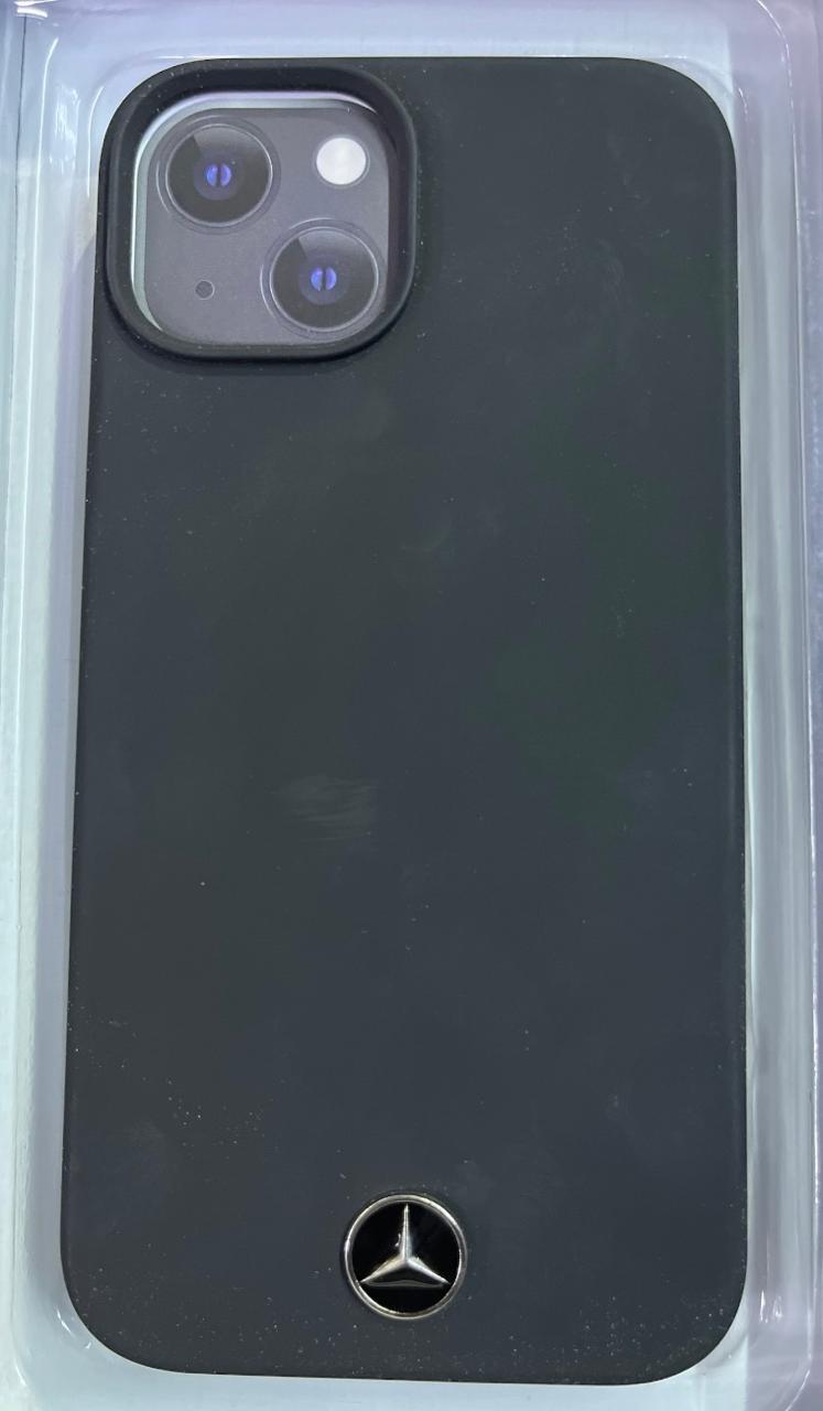 Mercedes Benz Perforated Leather Hard Case for iPhone 14 6.1 Black