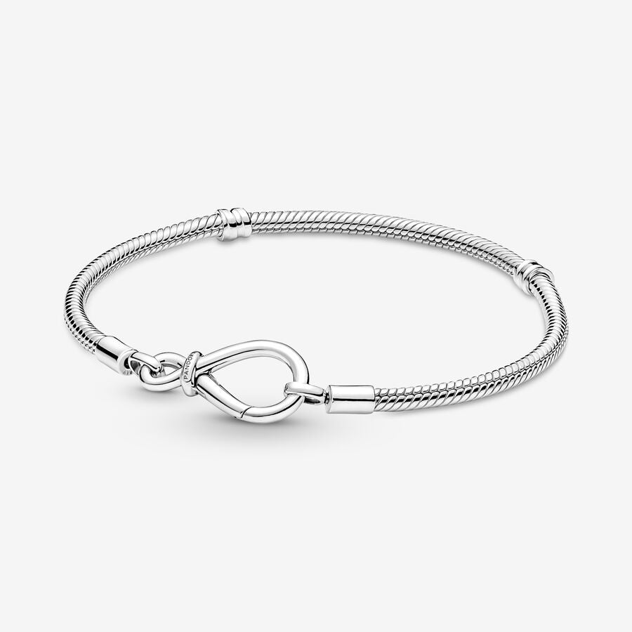 Snake chain sterling silver bracelet with infinity clasp