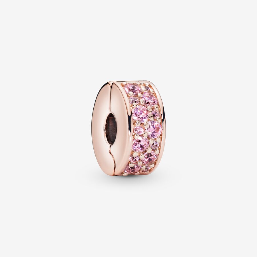 14k Rose gold-plated clip with pink cubic zirconia and silicone grip