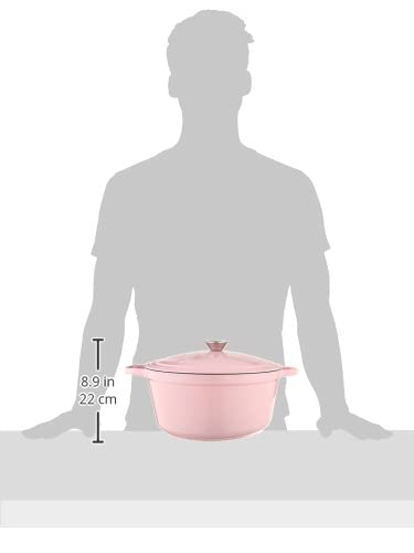 طاسة طبخ دائرية من حديد مصبوب من بيرجوف بقطر 28.5 سم - لون وردي