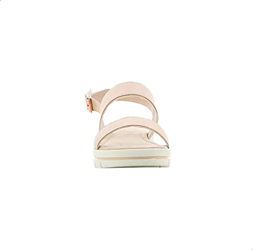 Sprox Open Toe Side Buckle Contrast Sole Flat Sandals for Women