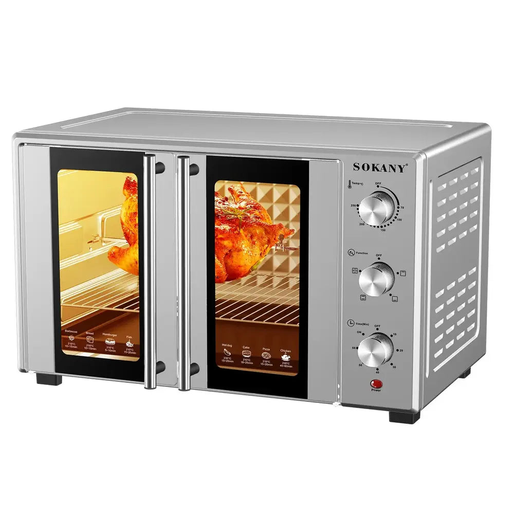 فرن كهربائى 2 باب سوكانى، مزود ببابين ، 50 لتر، 1700 وات، SK-10027 - فضى