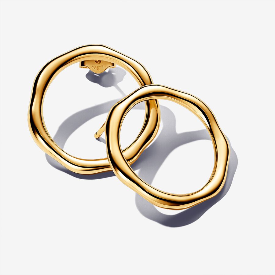 أقراط بندورا مثبتة مطلية بالذهب عيار 14 قيراط