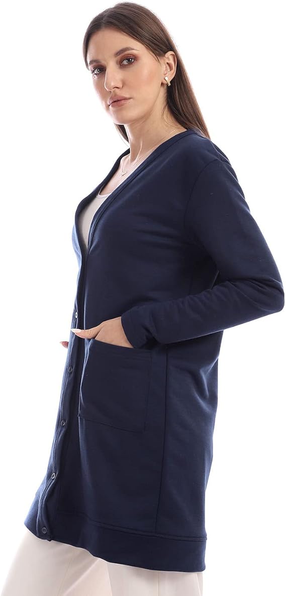 Jamila Women’s Long Sleeves Soft Cardigan with Buttons – Long Length Sweater