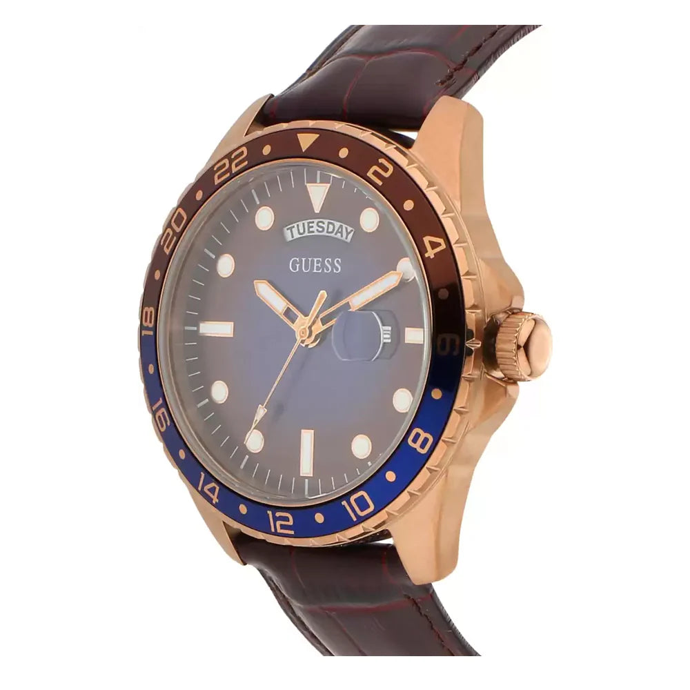 ساعة جييس رجالية – ذهبي وردي مع سوار ستانلس ستيل وألومنيوم قابل للتعديل