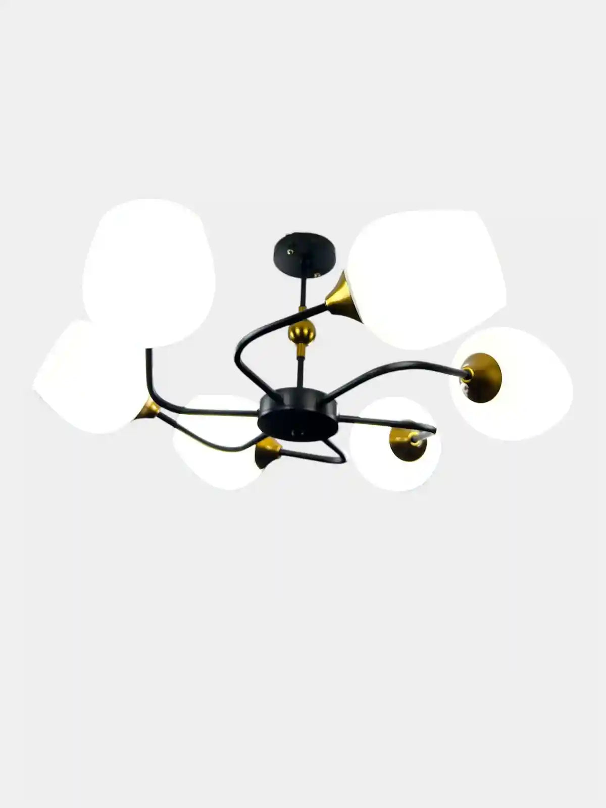 Modern 6-Arm Glass Ceiling Chandelier – Black & Gold - Safqqa Egypt