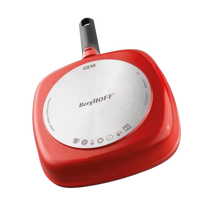 BergHOFF Square Grill Pan with Detachable Handle Red 24 cm - Safqqa Egypt