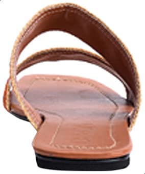 Deeda Faux-Leather Two-Tone Zigzag Detail Double Strap Slide Slippers for Women - Safqqa Egypt