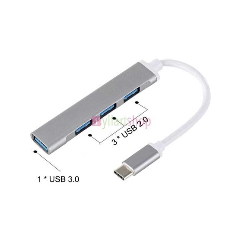كيندكس KX 3127 موزع نوع-C إلى 4 منافذ USB 3.0 - فضي