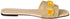 Deeda Women’s Faux-Leather Slide Slippers with Stitched Flower Detail