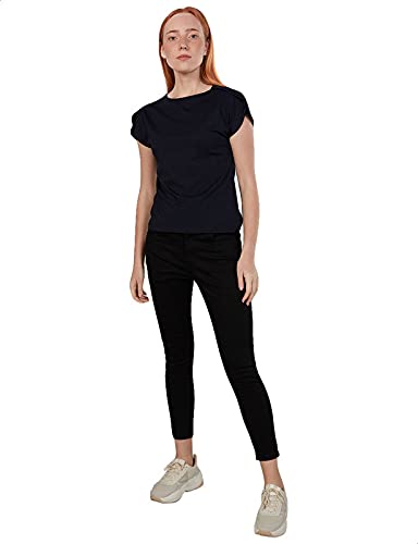 Splash Basic Solid Round-Neck Split Short Sleeves T-shirt For Women - Safqqa Egypt