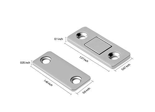 Mousike Ultra-Thin Magnetic Door Catches – Stainless Steel Cabinet & Sliding Door Locks (4 Pack, Silver)